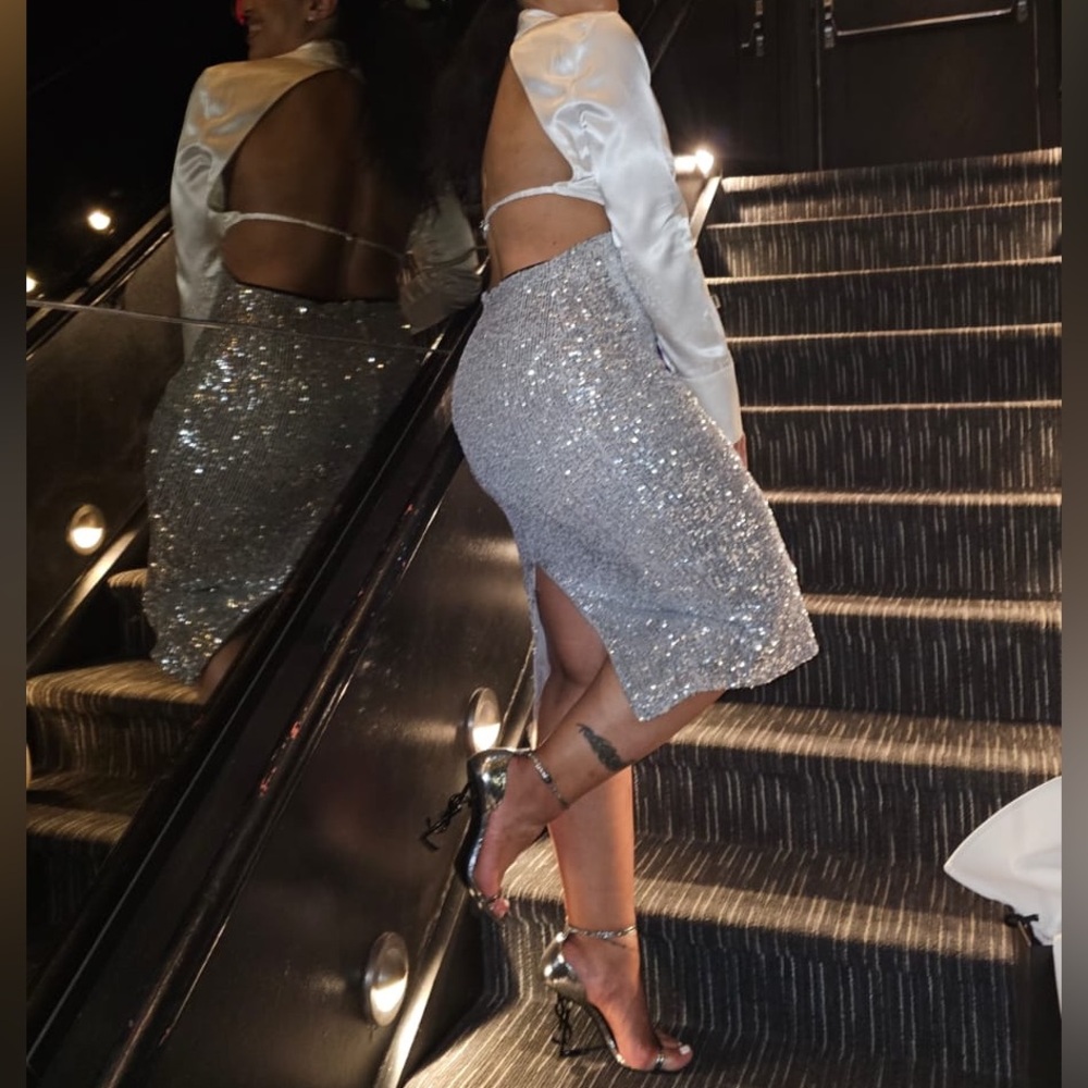 ASOS Silver Backless Dress